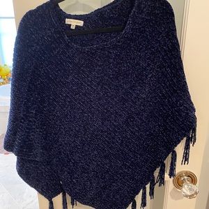 Navy chenille poncho